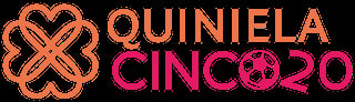 Quiniela Cincoro logo with orange and red clover-shaped designs and text